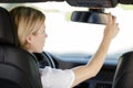 female driver rear view mirror Royalty Free Stock Photo