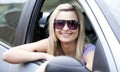 Female driver wearing sunglasses