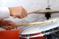 Female Drummer in action Royalty Free Stock Photo