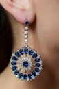 Female ear in jewelry earrings