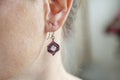 tiny elegant metal wire stone bead earring