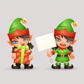 Female elf santa claus girl helper christmas new year 3d cartoon woman character design vector illustration Royalty Free Stock Photo