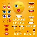 Female emoji mouth animation vector design elements