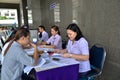 Female employee examining financial statement documents 31 May 2012 Nonthaburi, Thailand