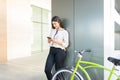 Female Professional Using Mobile Phone Outside Office Royalty Free Stock Photo