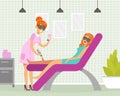 Female Engaged in Sugaring or Legs Epilation Vector Illustration