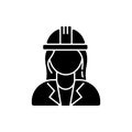 Female engineer black glyph icon Royalty Free Stock Photo