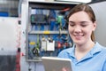 Female Engineer In Factory With Digital Tablet Royalty Free Stock Photo