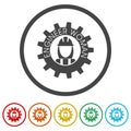 Female engineer gear icon . Set icons in color circle buttons Royalty Free Stock Photo