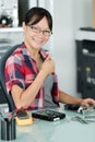 female engineer showing thumb up Royalty Free Stock Photo