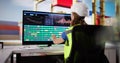 Female Engineer Using Scada System Control Panel Royalty Free Stock Photo