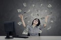 Female entrepreneur looking money Royalty Free Stock Photo