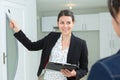 Female estate agent showing apartment