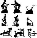 Female Excercise Silhouettes Royalty Free Stock Photo