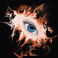 Female eye on abstract background