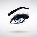 Female Eye with Blue Iris and Long Eyelashes