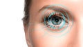 Close up photo of a woman eye. Retina identification concept.