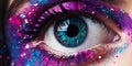 Female eye with colorful make up created with generative ai tools Royalty Free Stock Photo