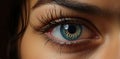 Female Eye with Extreme Long False Eyelashes. Eyelash Extensions. Makeup, Cosmetics, Beauty concept. Close up, Macro Royalty Free Stock Photo