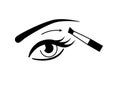 Female eye and make up brush Vector icon. Eyeshadow applying simple scheme