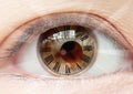 Female eye roman numerals bio clock.