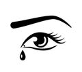 Female eye with tear simple flat vector icon isolated on white background Royalty Free Stock Photo