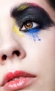 Female eye with unusual artistic painting makeup