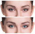 Female eyes in color contact lenses Royalty Free Stock Photo