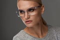 Female Eyewear. Woman In Beautiful Glasses Frame, Eyeglasses