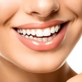 a female face. beautiful cute smile with very clean perfect teeth Royalty Free Stock Photo