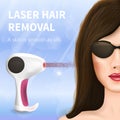 Female Face in Dark Glasses Laser Hair Removal.