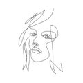 Female face drawn in one line. Continuous line.