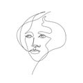 Female face drawn in one line. Continuous line.