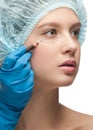 Female face before plastic surgery operation Royalty Free Stock Photo