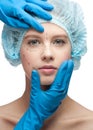 Female face before plastic surgery operation Royalty Free Stock Photo