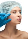 Female face before plastic surgery operation Royalty Free Stock Photo