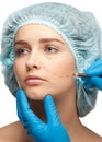 Female face before plastic surgery operation Royalty Free Stock Photo