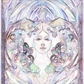 female face portrait with ornamental ornaments in Art Nouveau style ai Generated, generative AI, CGI graphics Royalty Free Stock Photo