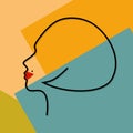 Female face profile art-deco style. Abstract vintage portrait of a woman