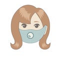 Female face in protective medical mask against viruses and odours Royalty Free Stock Photo