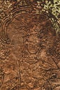 Female face Bas Relief Detail in Angkor Wat, Siem Reap, Cambodia, Indochina, Asia Royalty Free Stock Photo