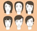 Female face shapes and haircuts Royalty Free Stock Photo