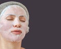 Female face. Woman with a hydrogel mask