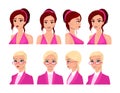 Female faces flat vector illustrations set Royalty Free Stock Photo