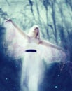 Female fairy dancing in forest Royalty Free Stock Photo