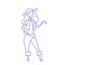 Female farmer country woman standing pose sketch doodle horizontal