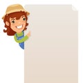 Female Farmer looking at blank poster