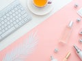 Female fashion beauty blogger home office workspace Royalty Free Stock Photo