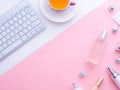 Female fashion beauty blogger home office workspace Royalty Free Stock Photo