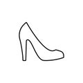 Female Fashion Stiletto Outline Pictogram. Woman Elegant Shoes Flat Symbol. Beauty Bridal Ladys Classic Footwear. Women